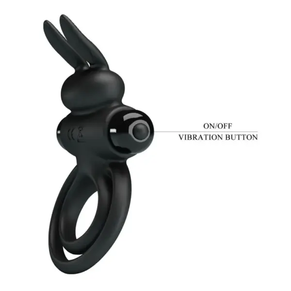 Pretty Love - Anillo Vibrador III Conejo para Pene Negro - Imagen 7