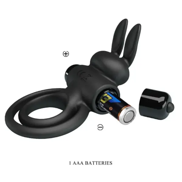 Pretty Love - Anillo Vibrador III Conejo para Pene Negro - Imagen 8