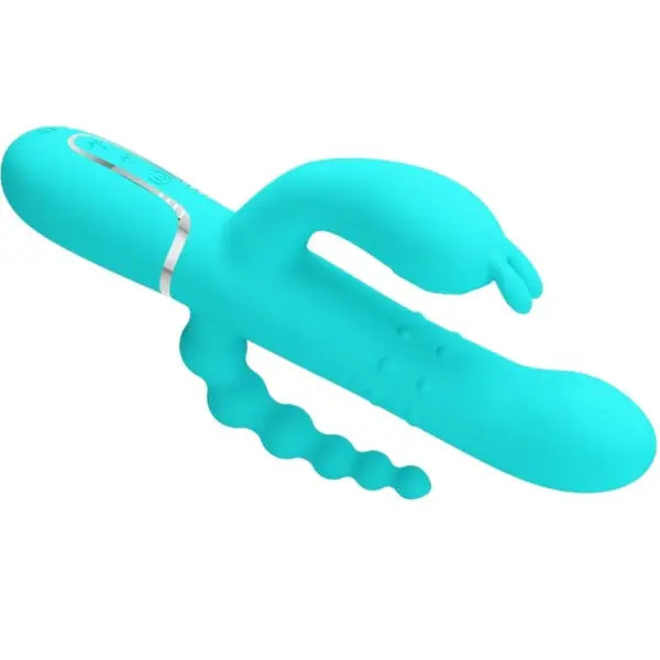 Pretty Love - Cammy Triple Vibrador Rabbit Multifunción 4 en 1 Azul - Imagen 4