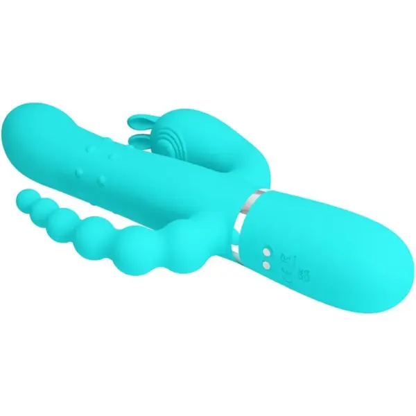 Pretty Love - Cammy Triple Vibrador Rabbit Multifunción 4 en 1 Azul - Imagen 5