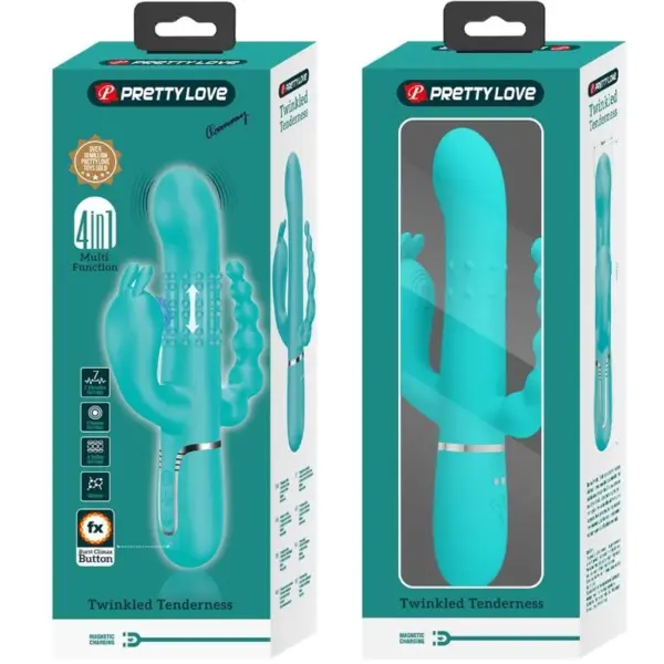 Pretty Love - Cammy Triple Vibrador Rabbit Multifunción 4 en 1 Azul - Imagen 9