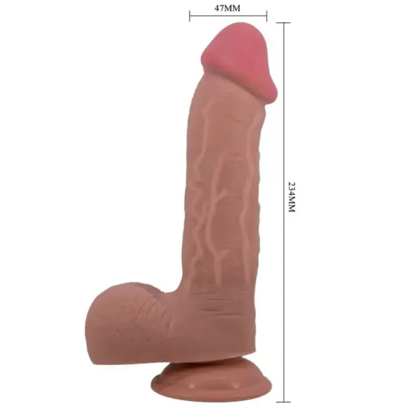 Pretty Love - Dildo Realístico con Ventosa Piel Deslizante Mulato 23.4 cm - Imagen 4