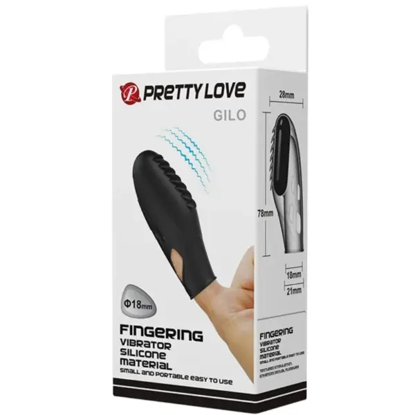 Pretty Love - Gilo Vibrador de Dedo Silicona Negro - Imagen 8