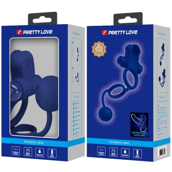 Pretty Love - Remington Doble Anillo Vibrador con Plug Azul - Imagen 10