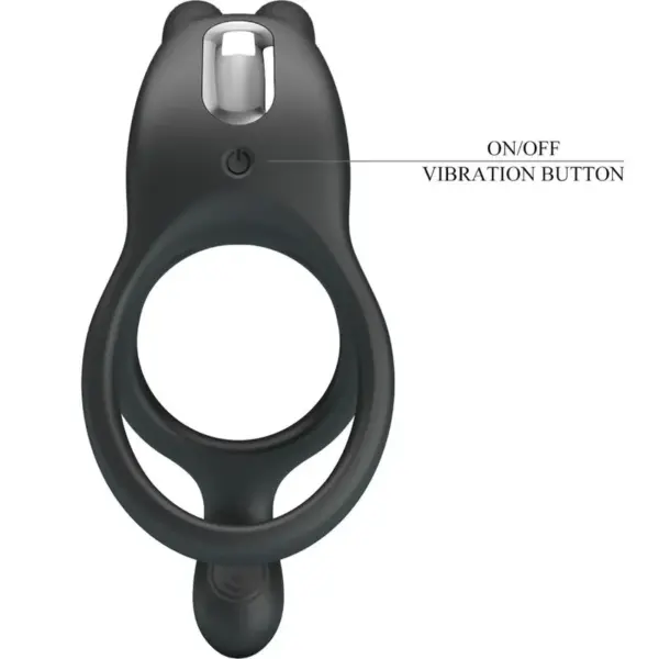 Pretty Love - Seth Doble Anillo Vibrador Rabbit 7 Vibraciones Negro - Imagen 7