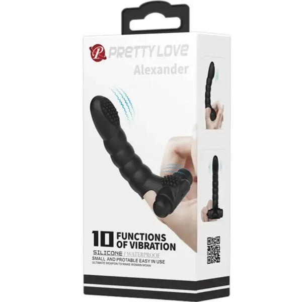 Pretty Love - Vibrador de dedo Alexander negro con 10 vibraciones - Imagen 7