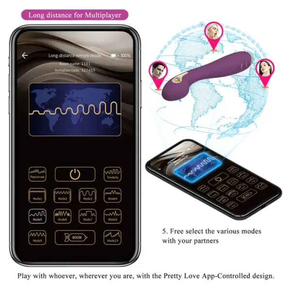 Pretty Love - Vibrador electroshock con control por app lila - Imagen 12