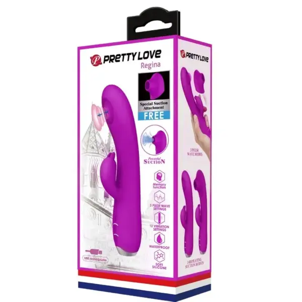 Pretty Love - Vibrador rabbit con licking morado - Imagen 12