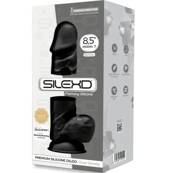 SILEXD - Modelo 1 Pene Realista Silicona Premium Silexpan Negro 21.5 cm - Imagen 3