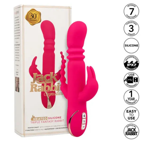CALEXOTICS - Jack Fantasy Triple Vibrador Calentable Rabbit Rosa