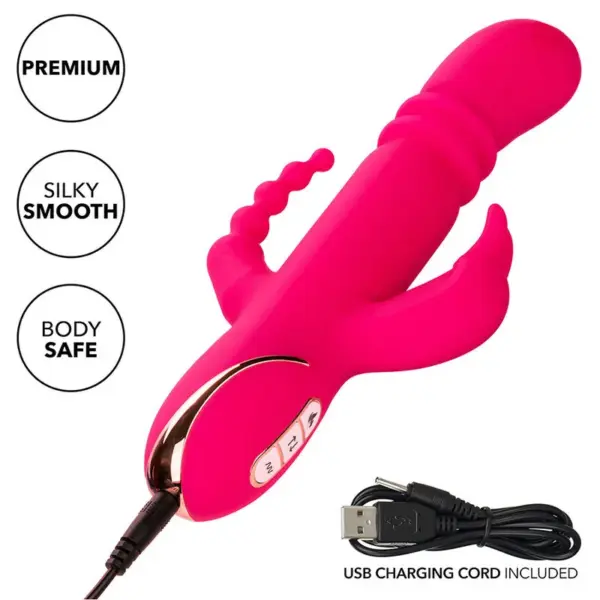 CALEXOTICS - Jack Fantasy Triple Vibrador Calentable Rabbit Rosa - Imagen 8