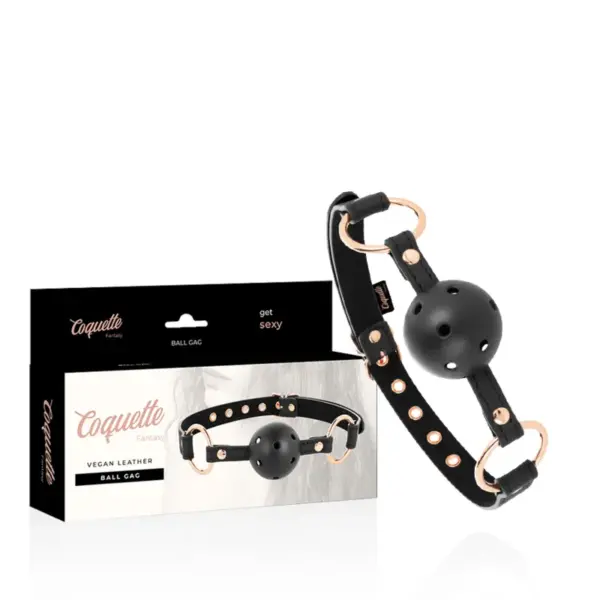 Coquette Chic Desire - Mordaza transpirable de cuero vegano para BDSM