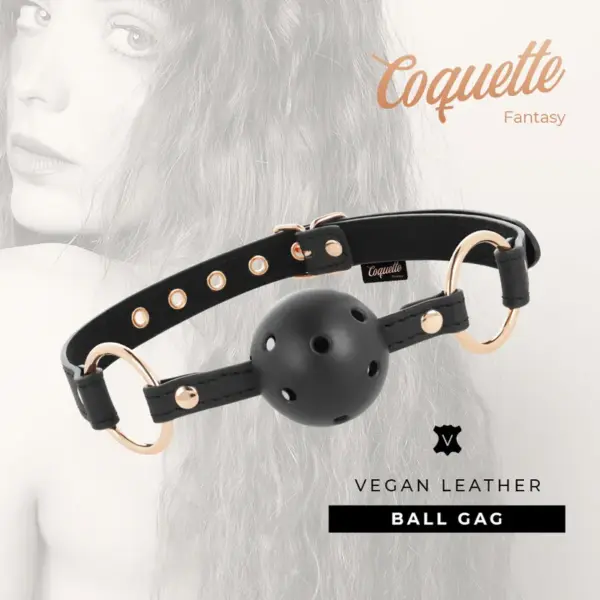 Coquette Chic Desire - Mordaza transpirable de cuero vegano para BDSM - Imagen 2