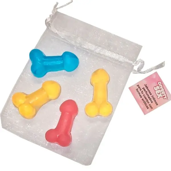 Diablo Picante - Set de 4 Mini Jabones Perfumados en Forma de Pene