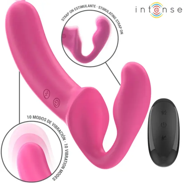 INTENSE - Vibrador Doble 20 cm Rosa Control Remoto - Imagen 2