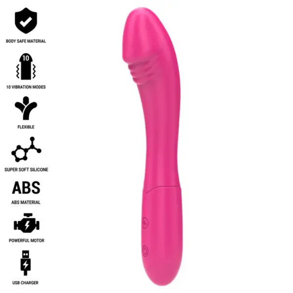 INTENSE - Vibrador Belinda de 19 cm Flexible Rosa con 10 Modos de Vibración