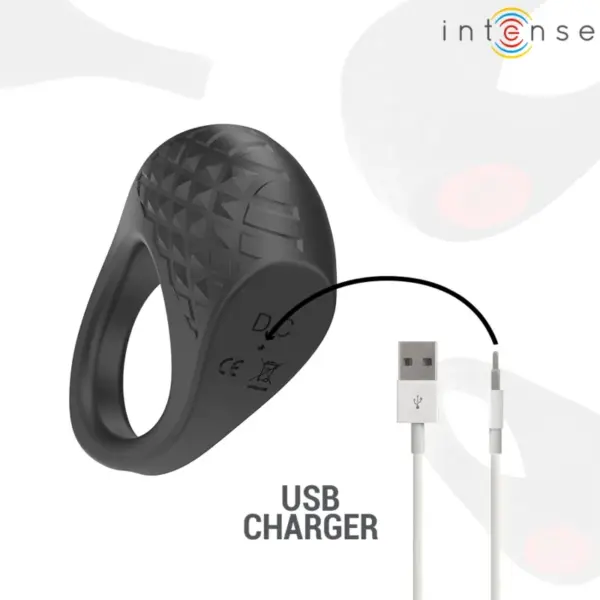 INTENSE - Anillo Vibrador Pene Clover Negro con Control Remoto y 10 Modos de Vibración - Imagen 8