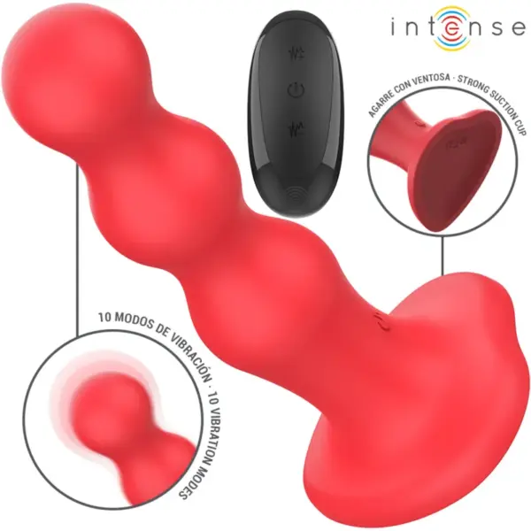 INTENSE - Vibrador CODY con Ventosa Rojo y Control Remoto