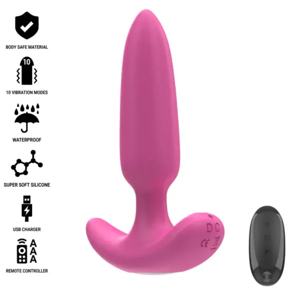 INTENSE - Plug Anal ROSS con Control Remoto Rosa y 10 Vibraciones