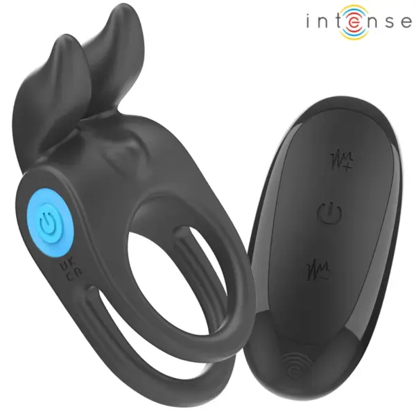 INTENSE - Anillo doble vibrador pene SAM con control remoto y 10 vibraciones en negro - Imagen 2