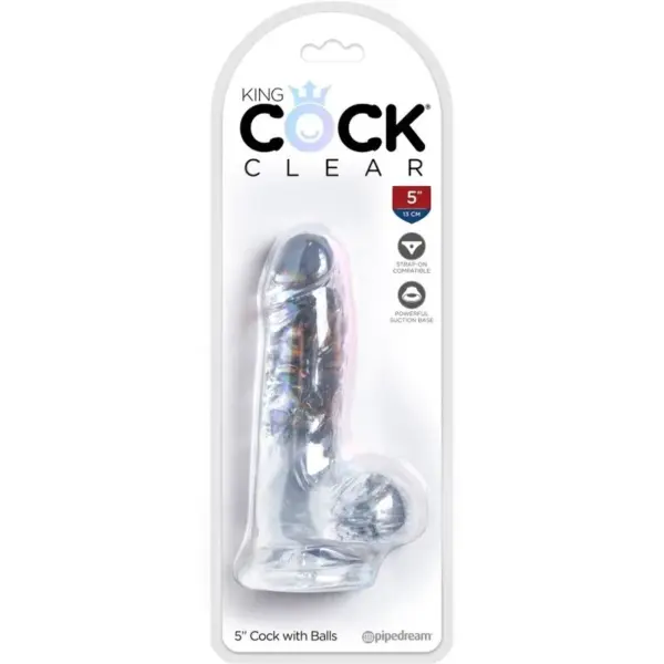 KING COCK - CLEAR PENE REALISTICO CON TESTICULOS 10.1 CM TRANSPARENTE - Imagen 5