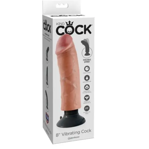 KING COCK - Dildo Vibrador Natural de 20.32 cm para Placer Realista