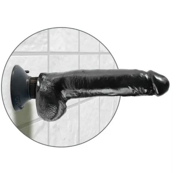 KING COCK - Dildo vibrador con testículos 23 cm negro - Imagen 4