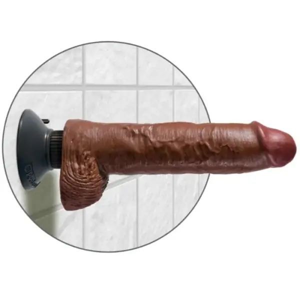 KING COCK - Dildo vibrador con testículos 25.5 cm color marrón