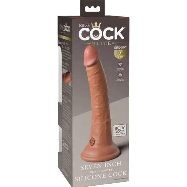 KING COCK - ELITE DILDO REALISTICO SILICONA 17.8 CM CARAMELO - Imagen 5