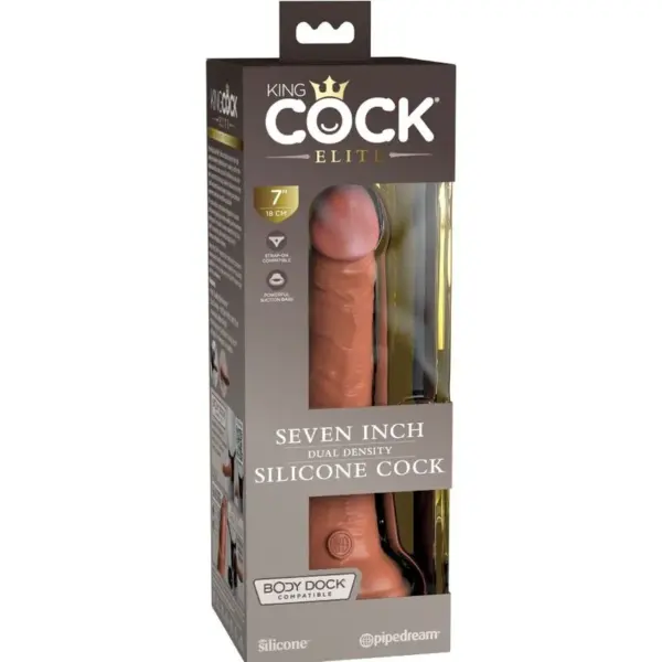 KING COCK - Elite Dildo Realístico Silicona 17.8 cm Caramelo - Imagen 6