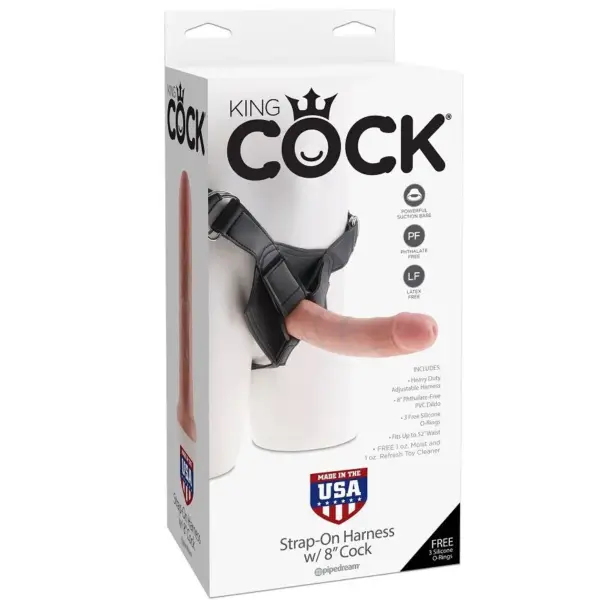 KING COCK - Arnés con pene realístico natural 20.3 cm para experiencias inolvidables - Imagen 4