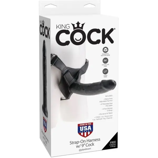 KING COCK - Harness con pene realístico negro 22.9 cm - Imagen 4