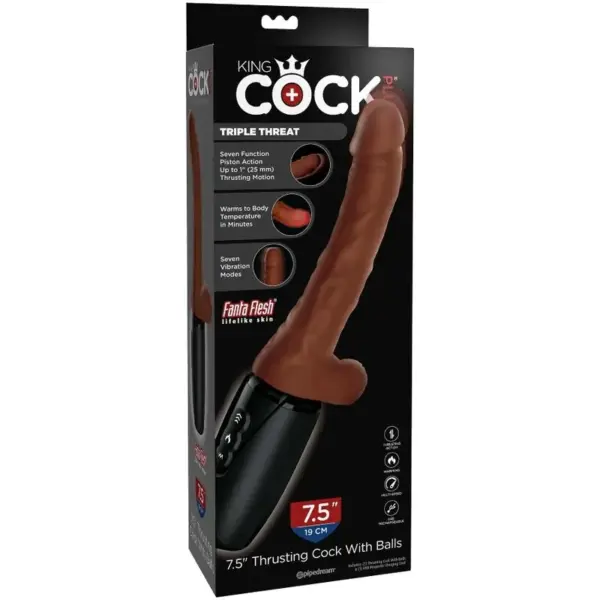 King Cock - Plus Triple Threat Marrón: Vibrador Calentado y con Empuje - Imagen 9