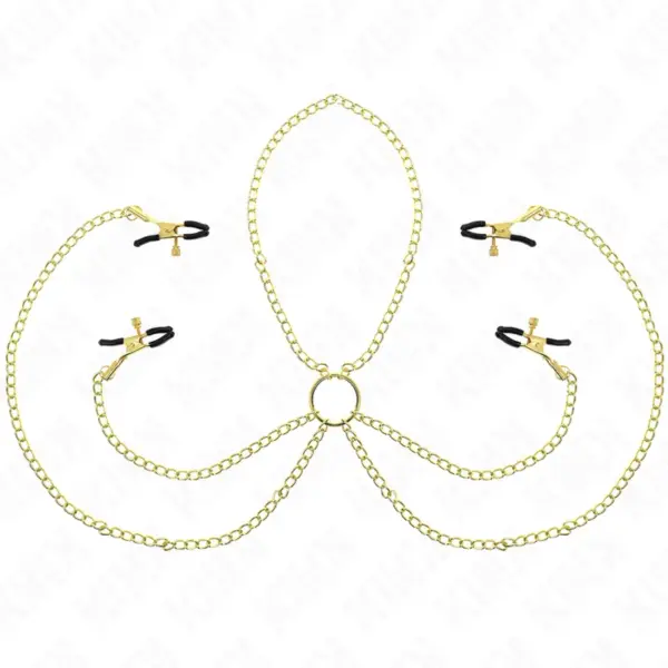 KINK - Pinzas para Pezones y Clítoris 4 Enganches Ajustable Dorado