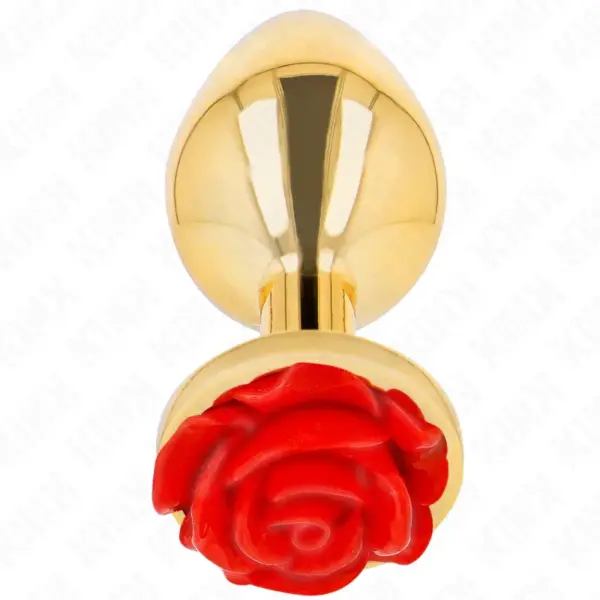 KINK - Plug Anal Dorado Rosa Roja Talla L - Imagen 2