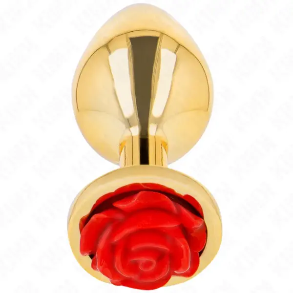 KINK - Plug Anal Dorado Rosa Roja Talla M