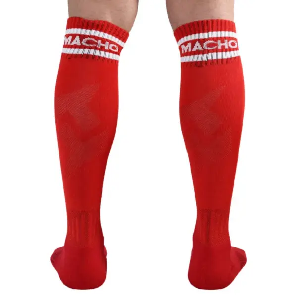 Macho - Calcetines largos rojos para hombres, talla única - Imagen 3