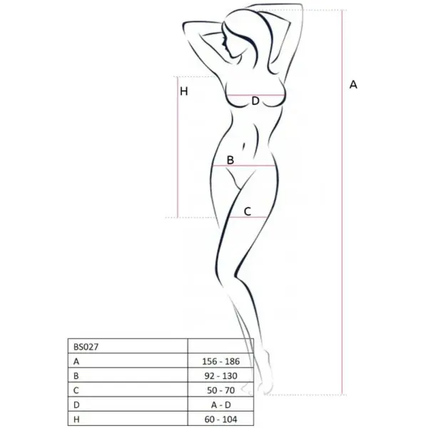 PASSION - Bodystocking negro estilo vestido corto para mujer BS027 - Imagen 3