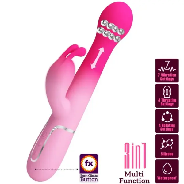 Pretty Love - Vibrador rabbit 3 en 1 multifunción rosa