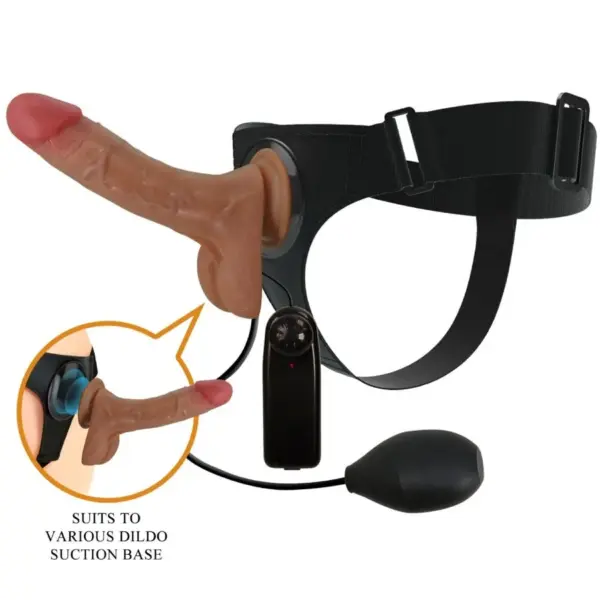 Pretty Love - Harness Briefs Universal con Dildo Vibración y Squirting 15.5 cm Mulato