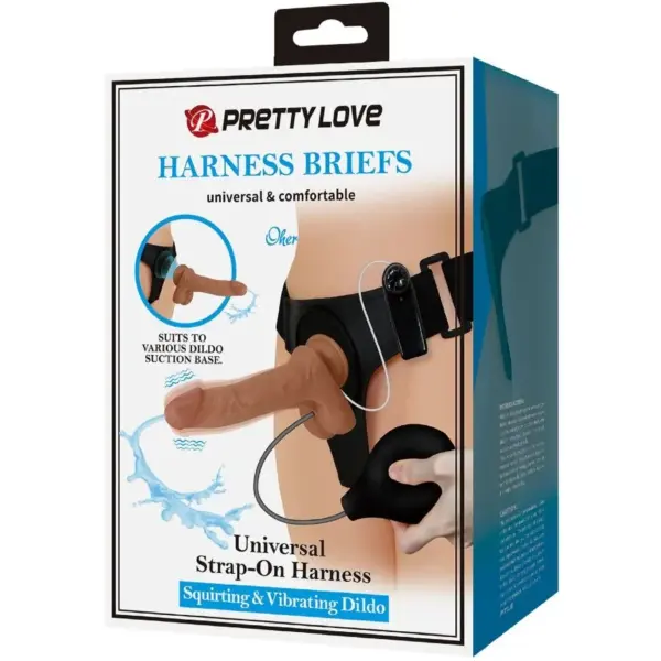 Pretty Love - Harness Briefs Universal con Dildo Vibración y Squirting 15.5 cm Mulato - Imagen 10