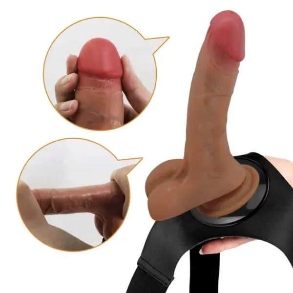 Pretty Love - Harness Briefs Universal con Dildo Vibración y Squirting 15.5 cm Mulato - Imagen 3