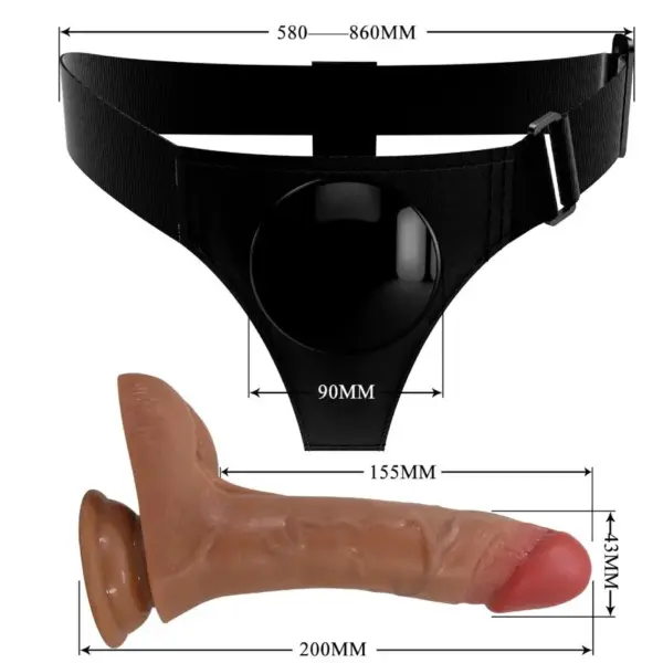 Pretty Love - Harness Briefs Universal con Dildo Vibración y Squirting 15.5 cm Mulato - Imagen 7