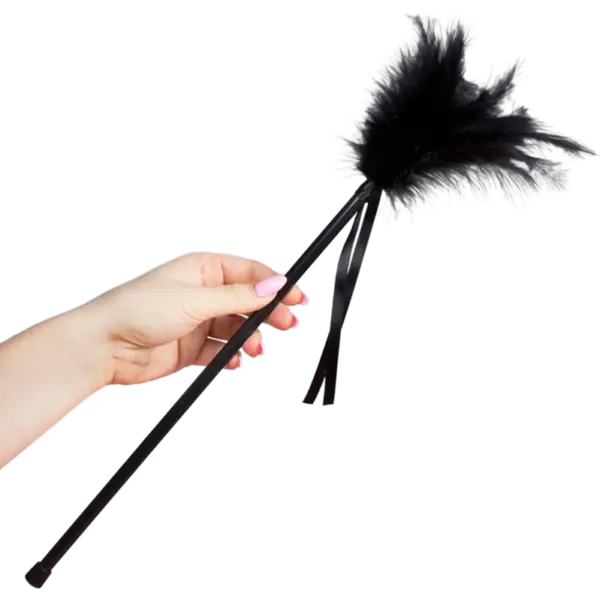 SECRETPLAY - Plumero Plumas Negro 40 cm para Caricias Eróticas