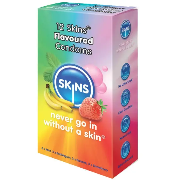 SKINS - Preservativo Sabores Varios 12 Uds - Placer y Diversión - Imagen 2