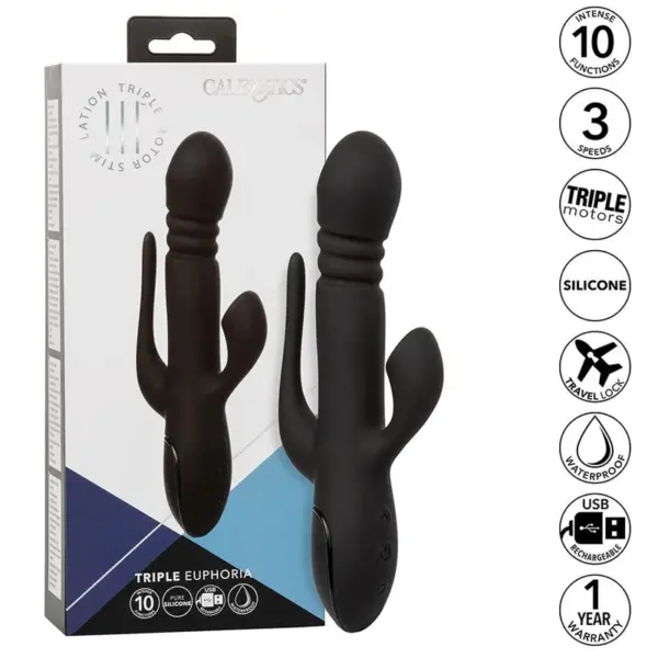 CalExotics - Vibrador Triple Euphoria Negro - Imagen 2