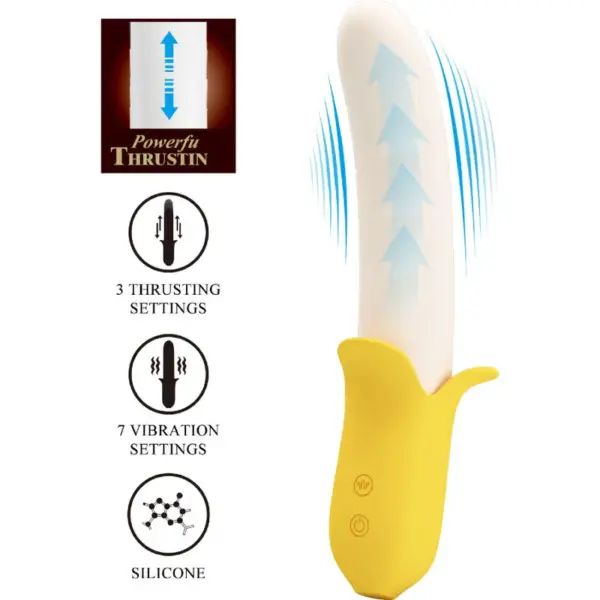 Pretty Love - Banana Geek Super Power 7 Vibraciones Up & Down Silicona Negro - Imagen 3