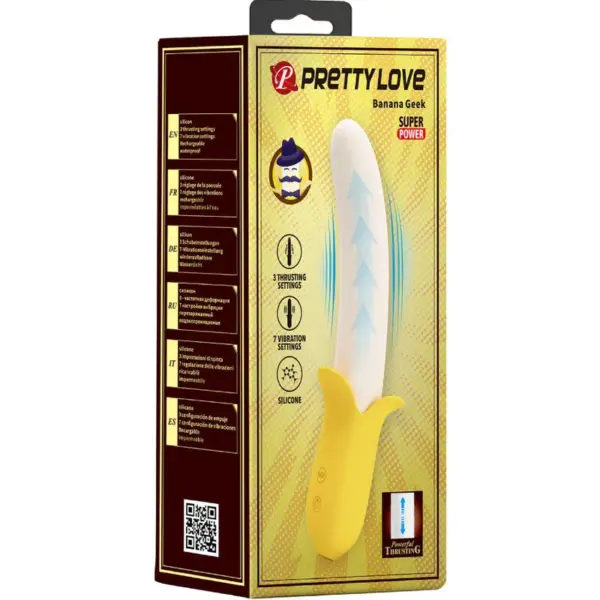 Pretty Love - Banana Geek Super Power 7 Vibraciones Up & Down Silicona Negro - Imagen 7