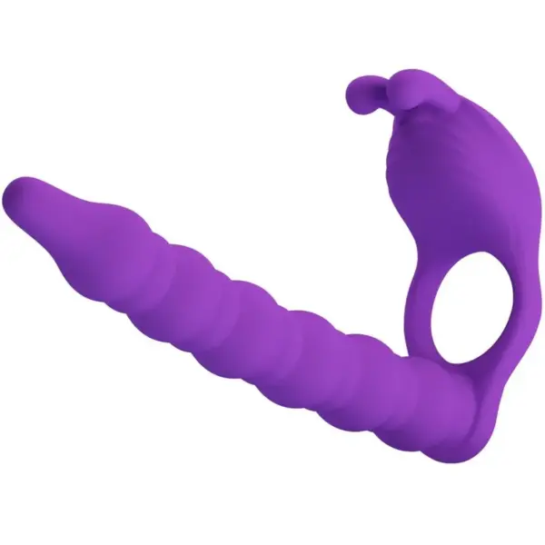 Pretty Love - Anillo pene con plug vibrador lila - Imagen 2