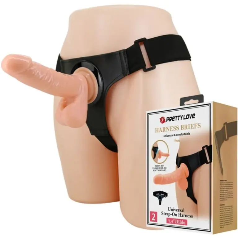 Pretty Love - Harness Briefs Arnés Universal con Dildo Tom 20 cm Natural